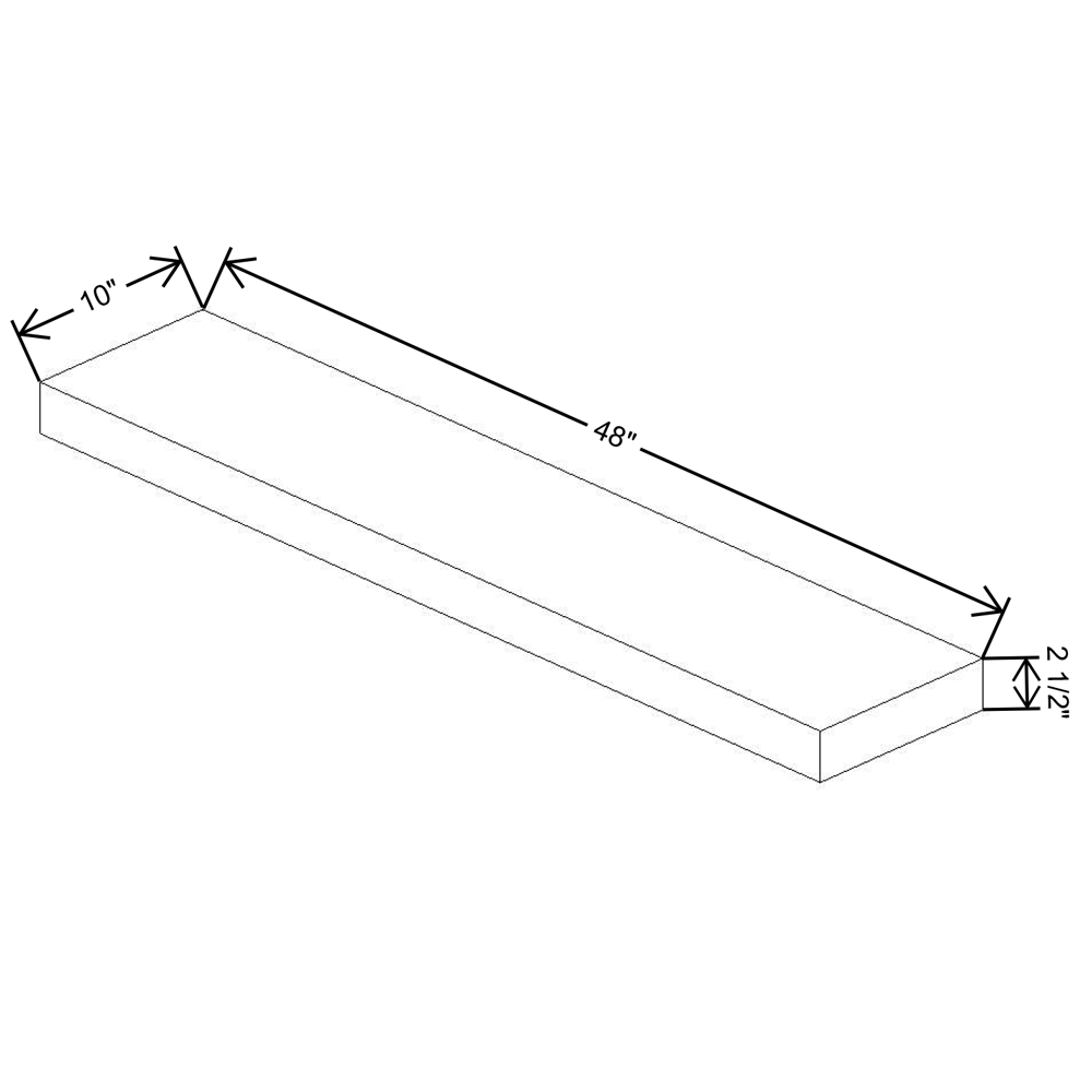 Fabuwood Allure Imperio Nickel Walnut Floating Shelf 48"W X 10"D X 2.5"T with LED