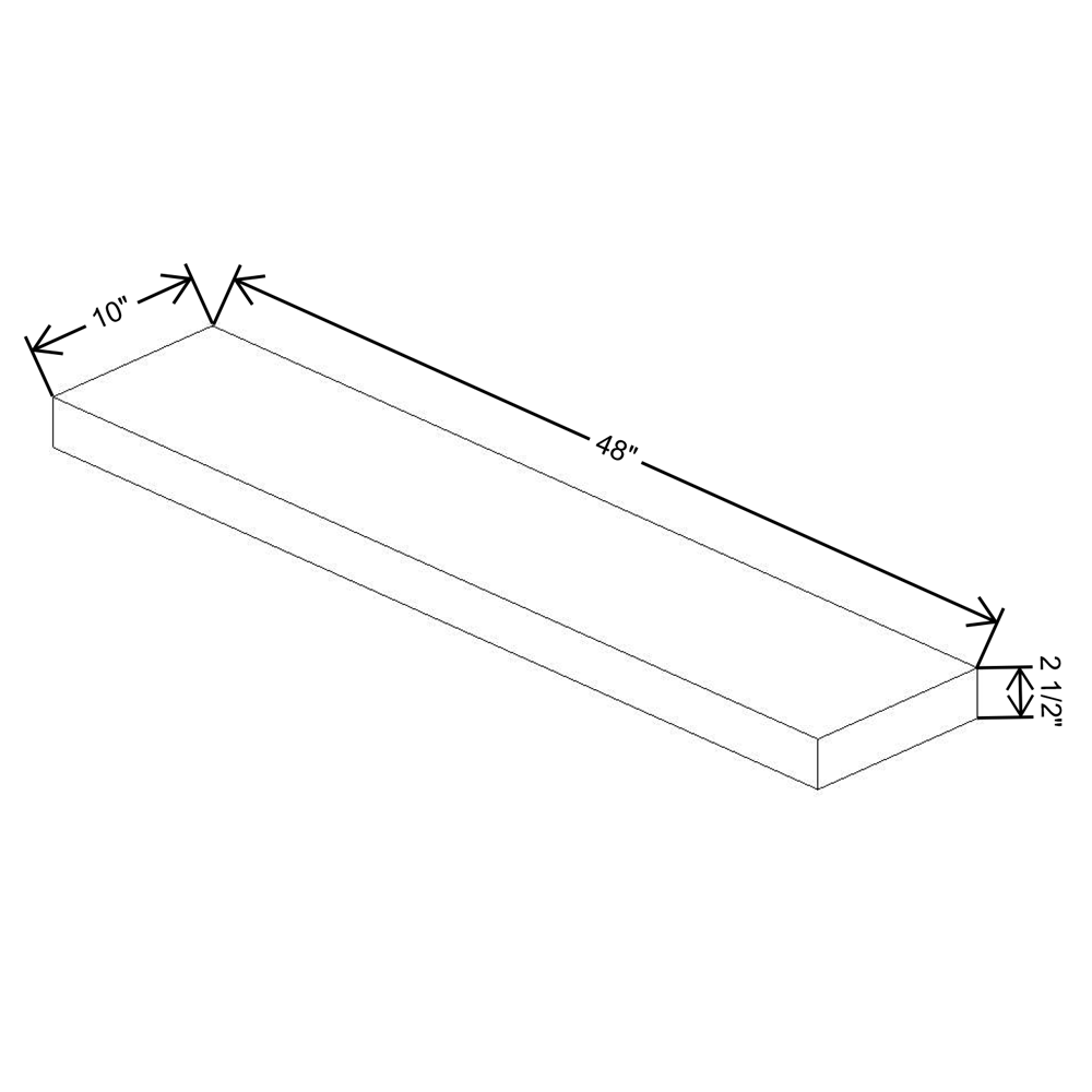 Fabuwood Allure Luna Kona Floating Shelf 48"W X 10"D X 2.5"T with LED