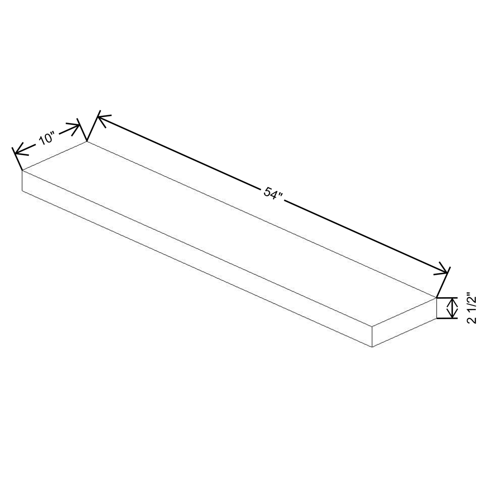 Fabuwood Allure Galaxy Nickel Walnut Floating Shelf 54"W X 10"D X 2.5"T with LED