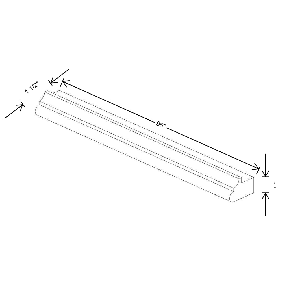 Fabuwood Allure Luna Dove 96" W X 1" H X 1 1/2" D Light Rail Molding