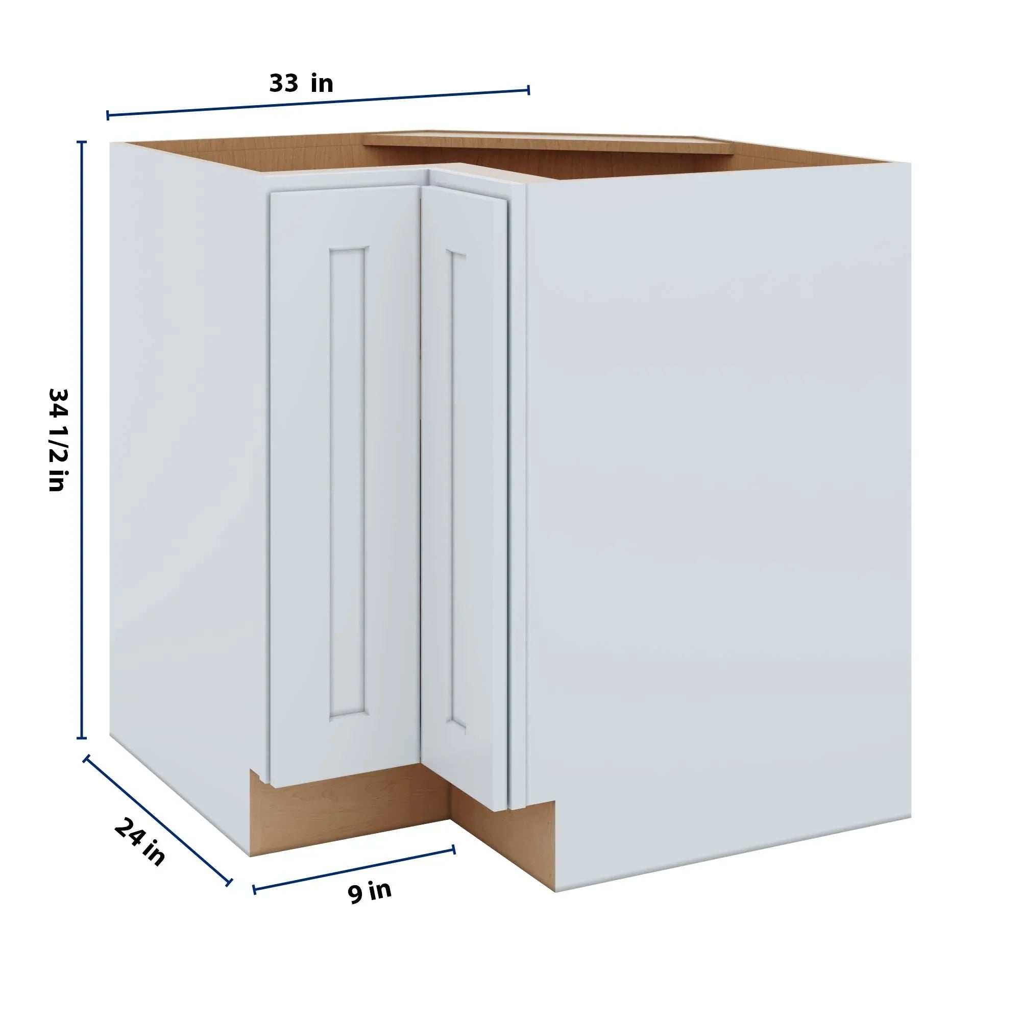 J&K White Shaker S8 Base Corner 90 Lazy Susan - 33" W