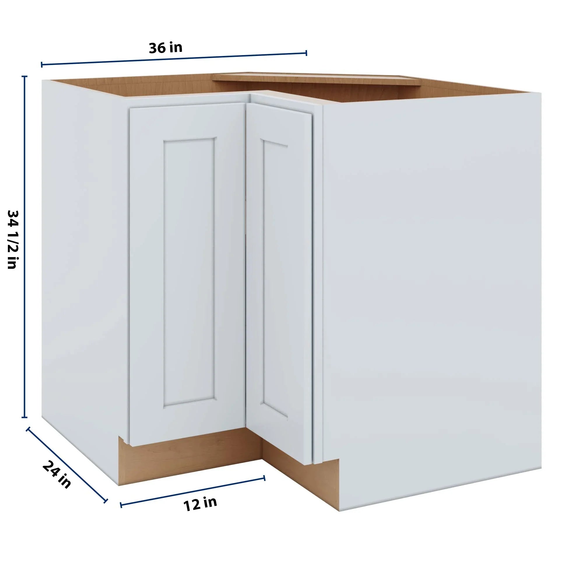 J&K White Shaker S8 Base Corner 90 Lazy Susan - 36" W