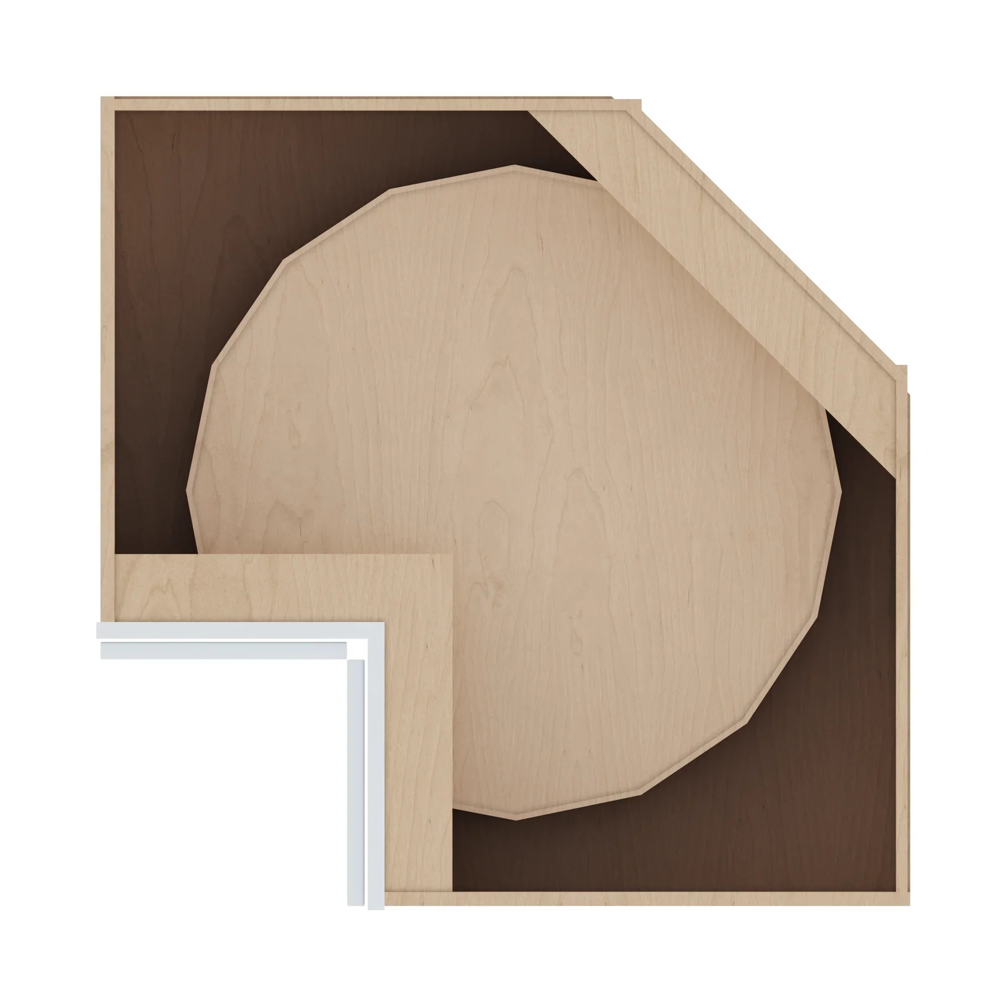 J&K White Shaker S8 Base Corner 90 Lazy Susan   36" W