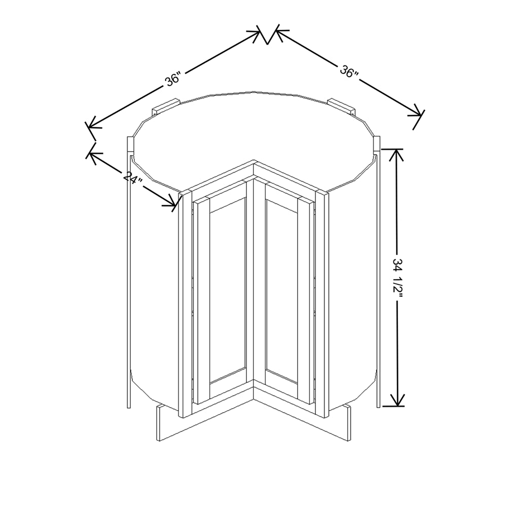 Wolf Classic Dartmouth 5-piece Pewter Paint 36"W Base Corner Full H Lazy Susan Cabinet