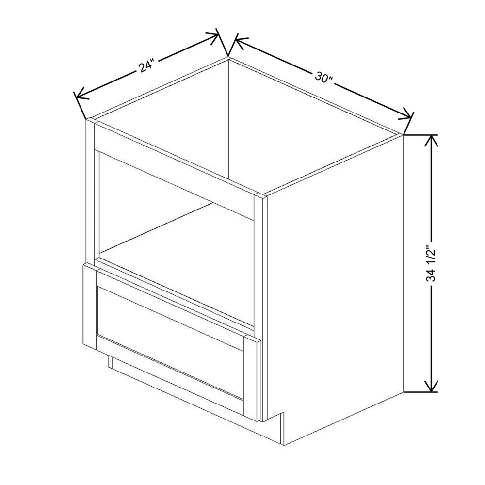 Kitchen Cabinet Distributors Shaker Designer White 5PC Microwave Base Cabinet w/Painted Interior - 30" W