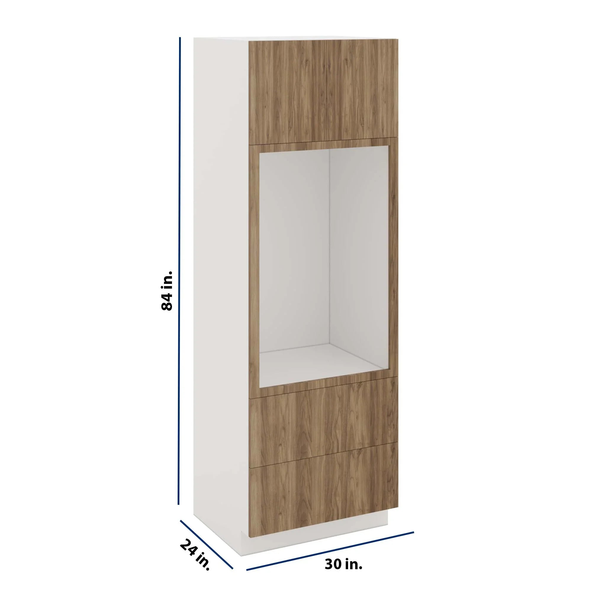 Modernform Cabinet Walnut 30" W X 90" H X 24" D Tall Oven/Microwave Cabinet