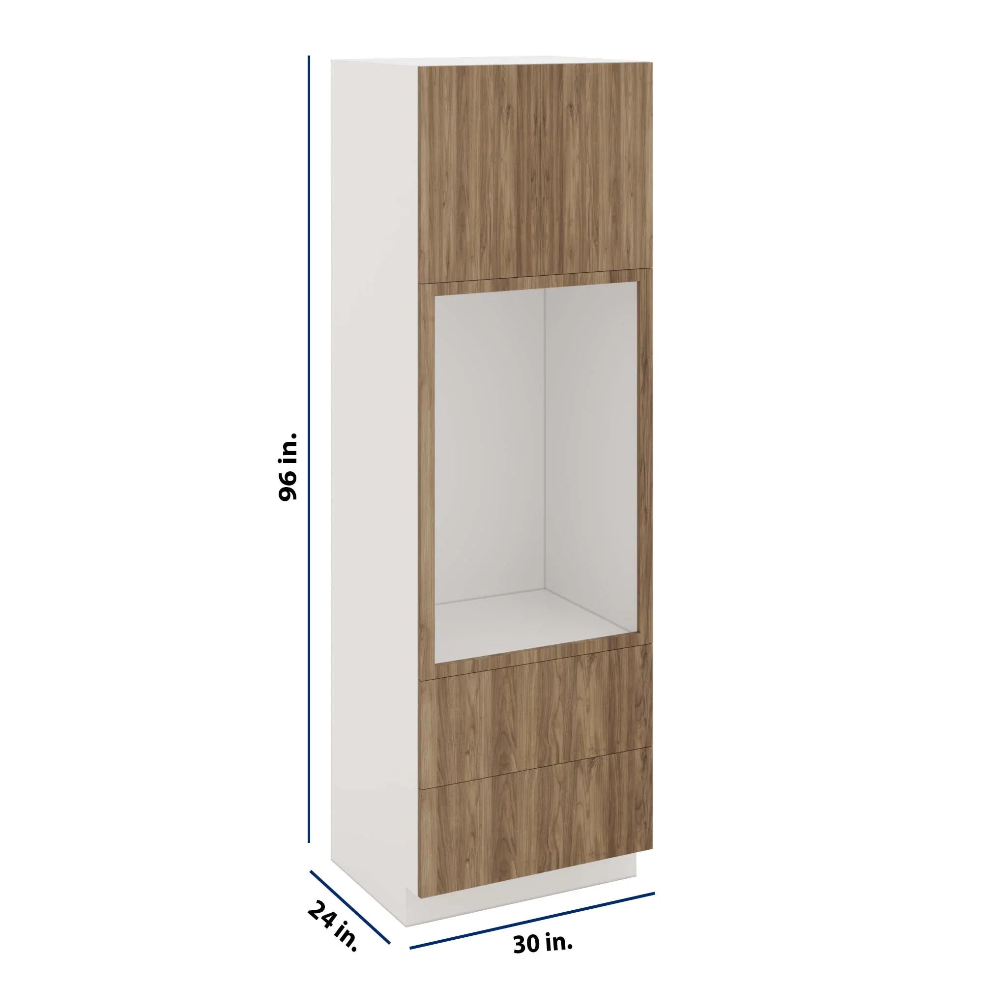Modernform Cabinet Walnut 30" W X 96" H X 24" D Tall Oven/Microwave Cabinet