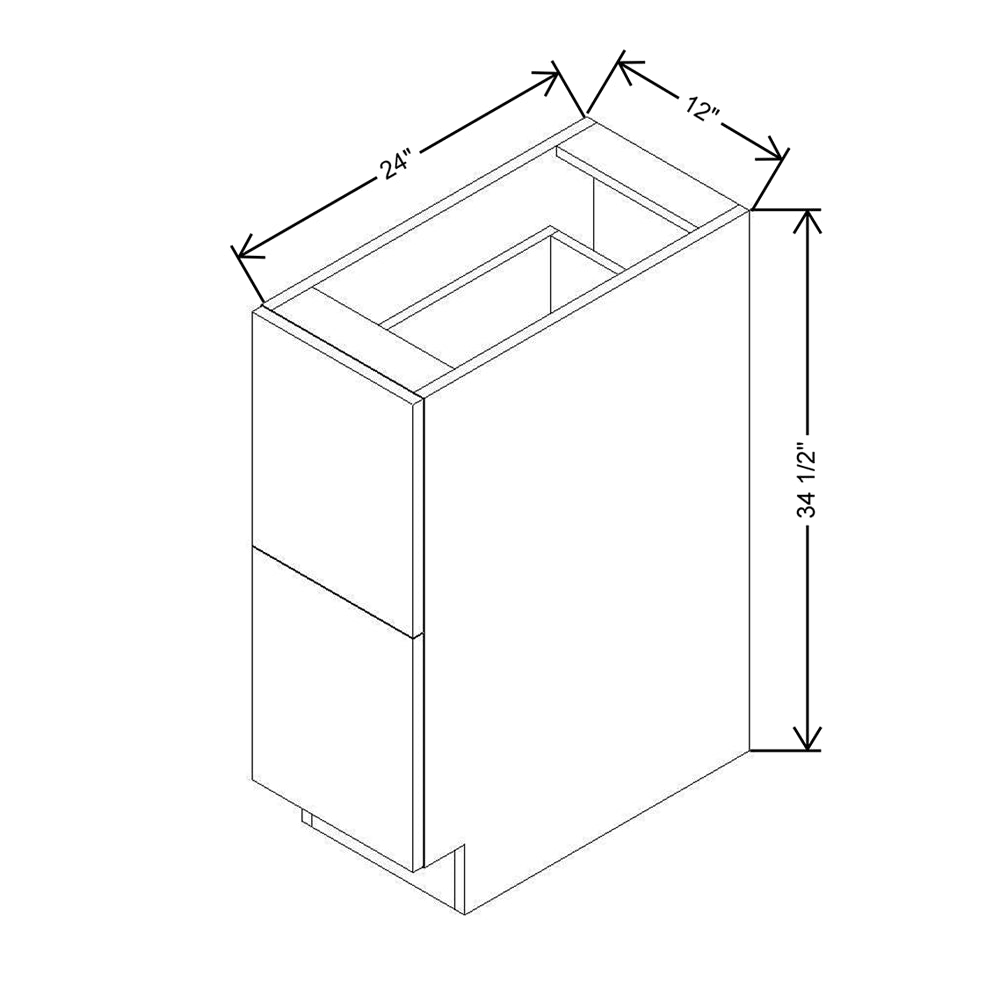 Modernform Cabinet Gloss White 12" W X 34 1/2" H X 24" D  2 Drawer Base Cabinet