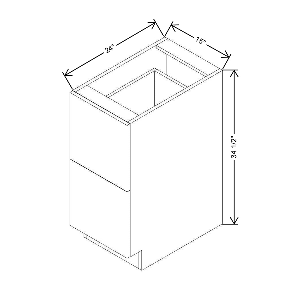 Modernform Cabinet Matte White 15" W X 34 1/2" H X 24" D  2 Drawer Base Cabinet