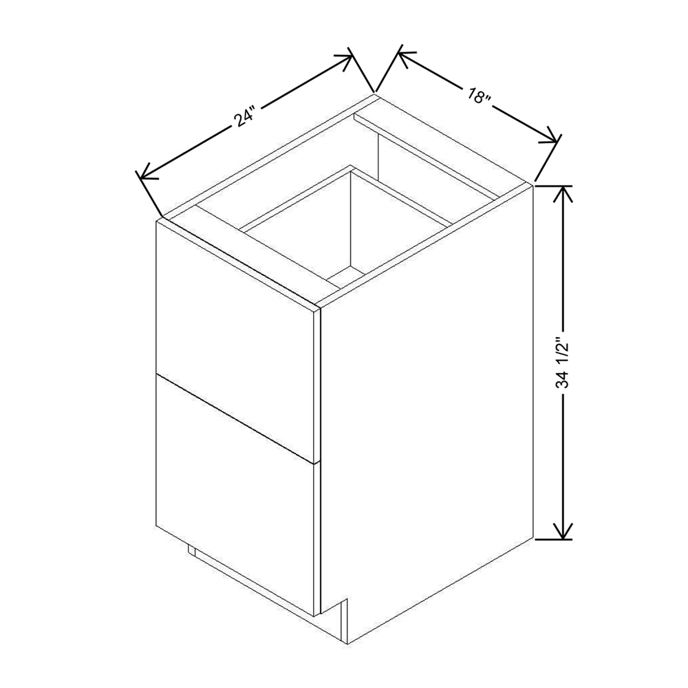 Modernform Cabinet Matte White 18" W X 34 1/2" H X 24" D  2 Drawer Base Cabinet