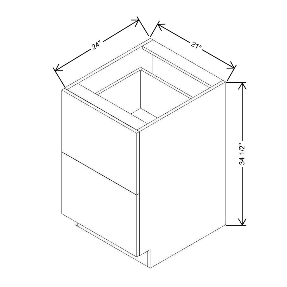 Modernform Cabinet Matte White 21" W X 34 1/2" H X 24" D  2 Drawer Base Cabinet