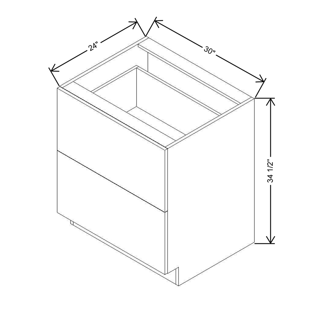Modernform Cabinet Matte White 30" W X 34 1/2" H X 24" D  2 Drawer Base Cabinet