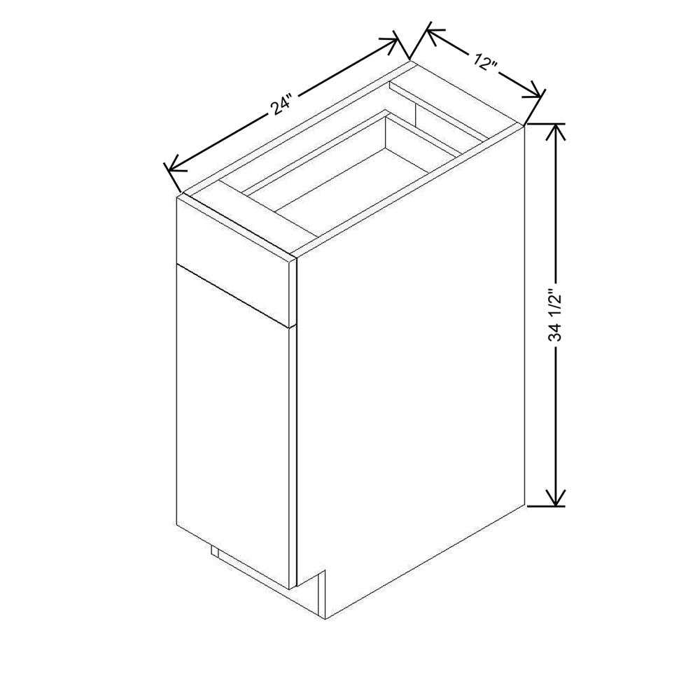 Modernform Cabinet Natural Oak 12" W X 34 1/2" H X 24" D Single Door Base Cabinet