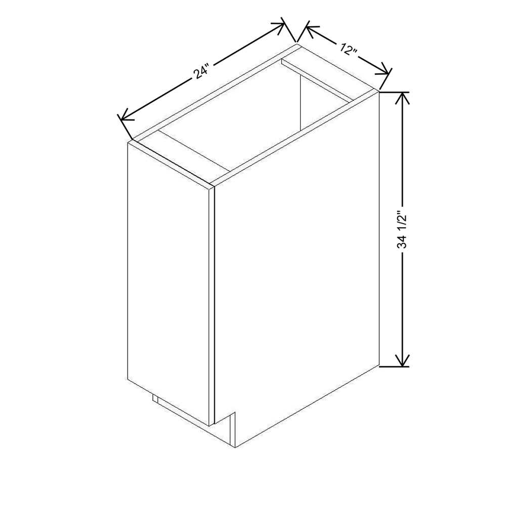 Modernform Cabinet Matte White 12" W X 34 1/2" H X 24" D Full Height Single Door Base Cabinet
