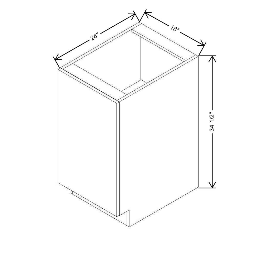 Modernform Cabinet Matte White 18" W X 34 1/2" H X 24" D Full Height Single Door Base Cabinet