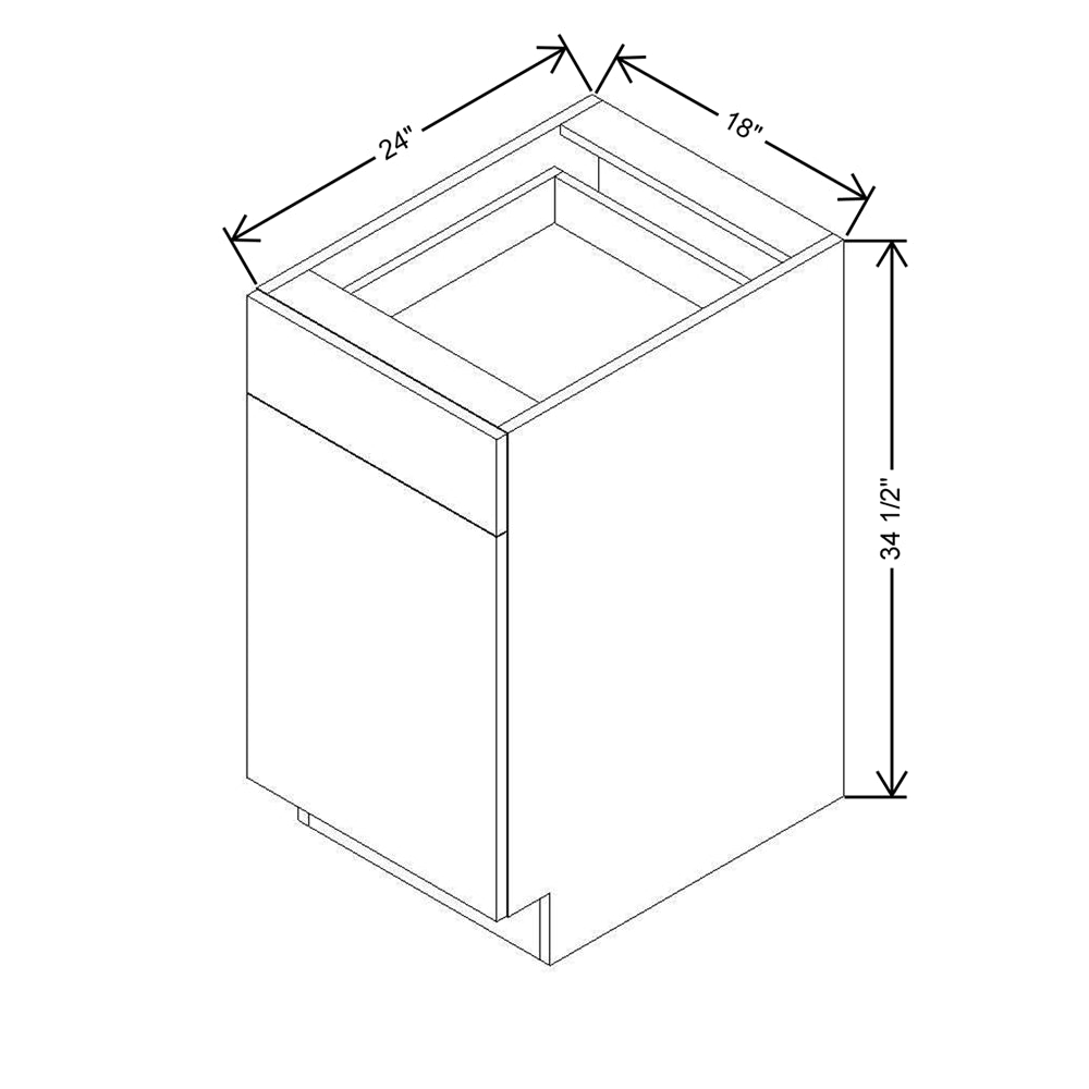 Modernform Cabinet Matte White 18" W X 34 1/2" H X 24" D Single Door Base Cabinet