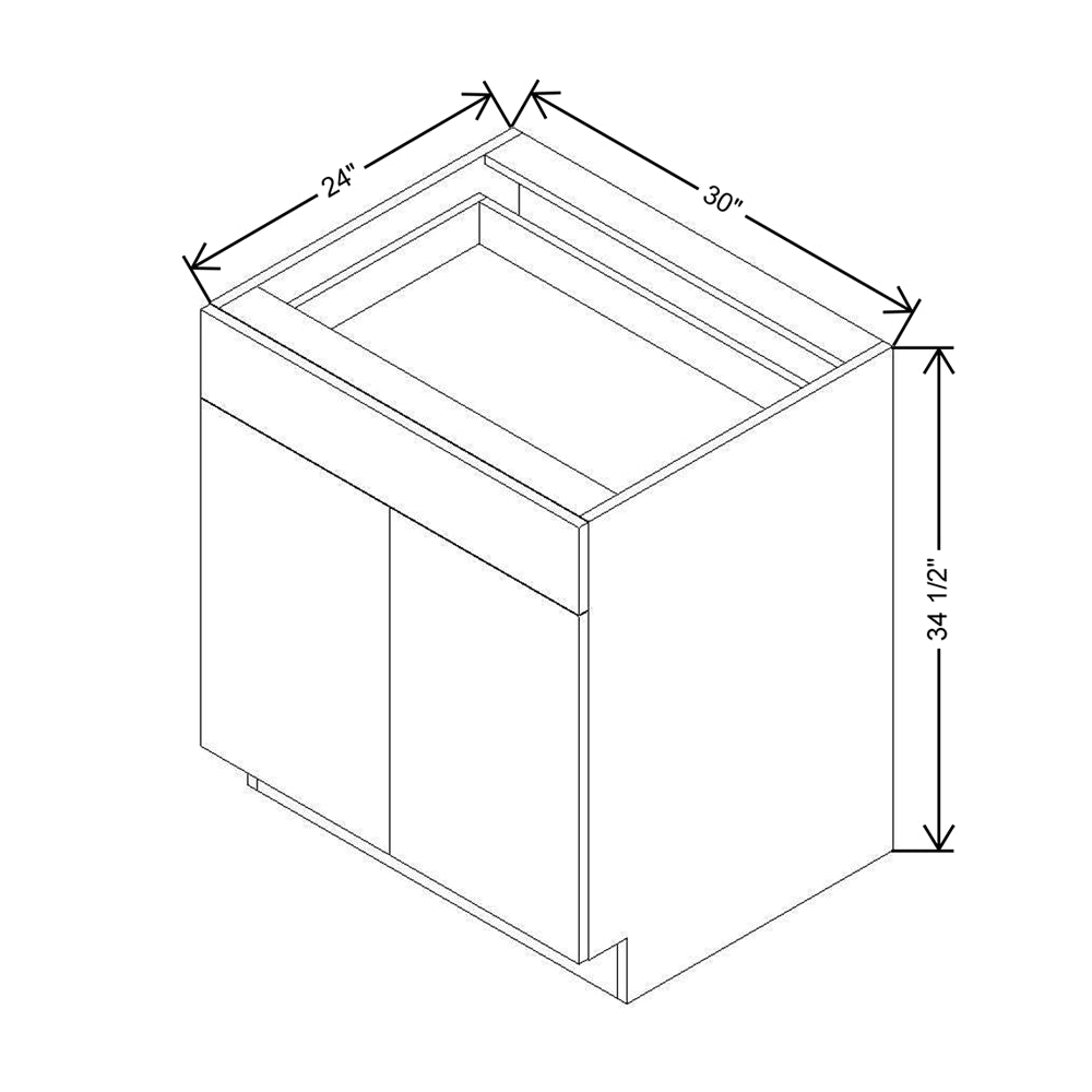 Modernform Cabinet Matte White 30" W X 34 1/2" H X 24" D Double Door Base Cabinet