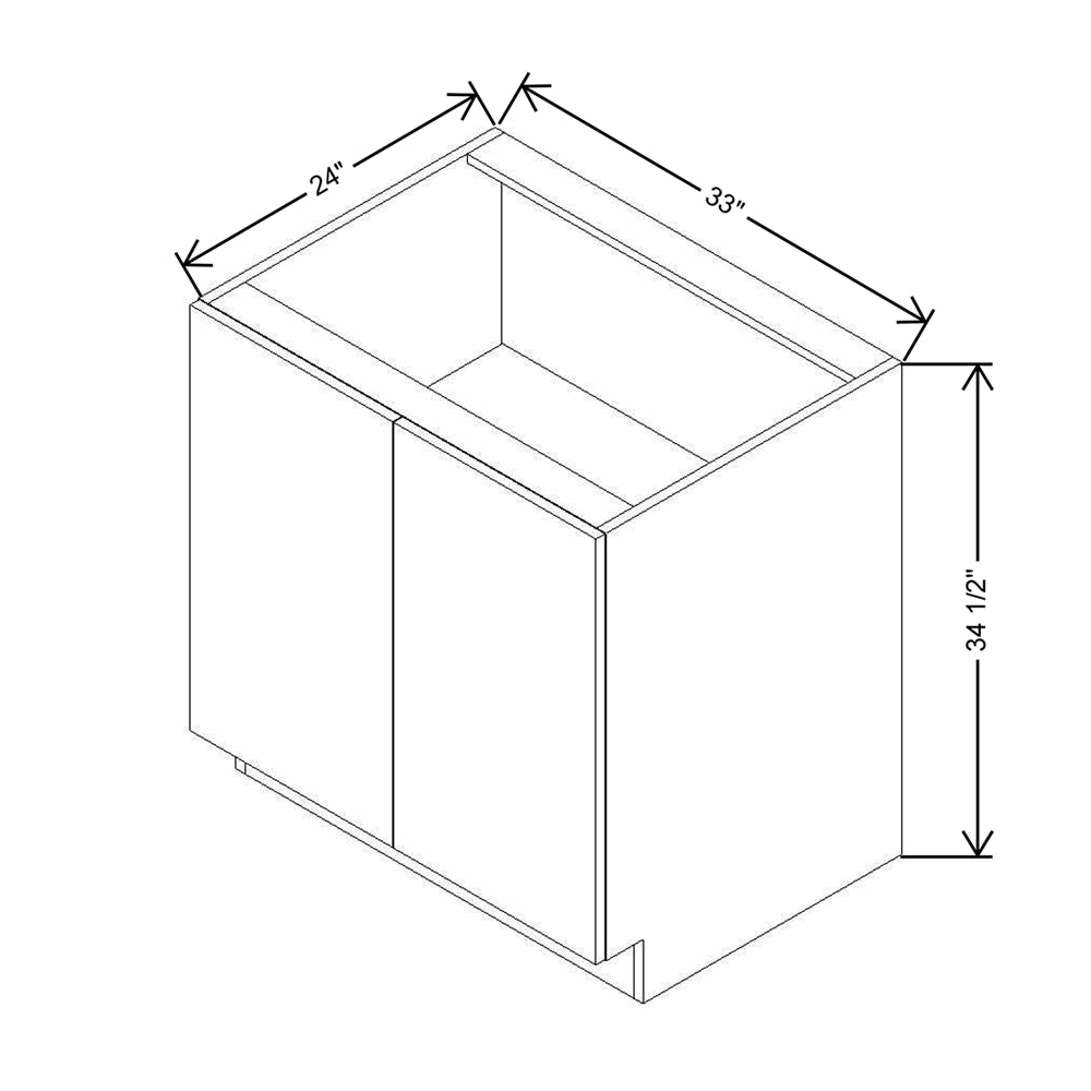 Modernform Cabinet Matte White 33" W X 34 1/2" H X 24" D Full Height Double Door Base Cabinet