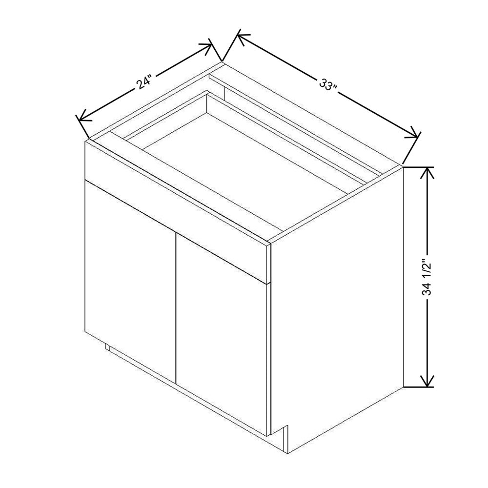 Modernform Cabinet Gloss White 33" W X 34 1/2" H X 24" D Double Door Base Cabinet