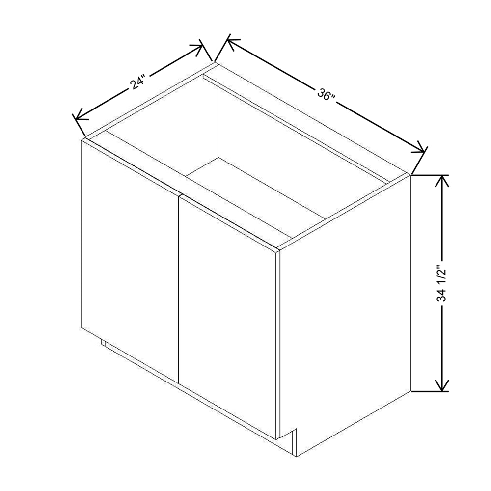 Modernform Cabinet Matte White 36" W X 34 1/2" H X 24" D Full Height Double Door Base Cabinet
