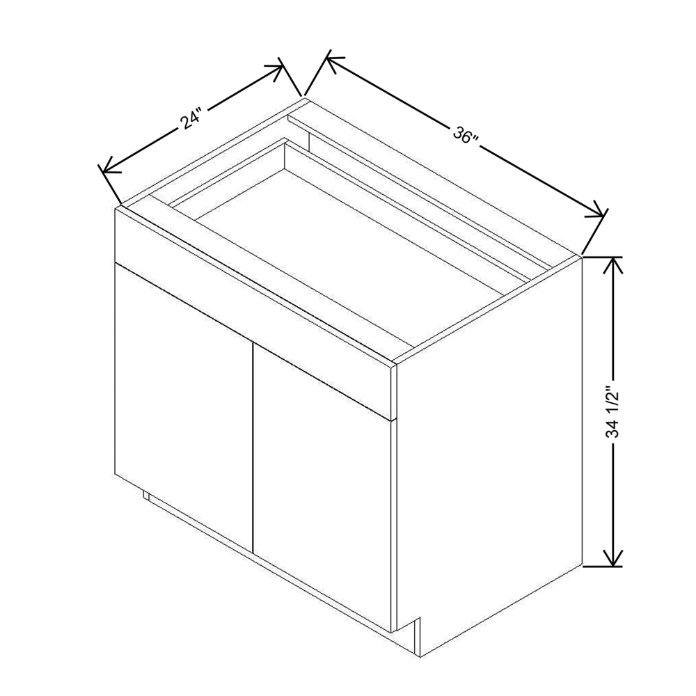 Modernform Cabinet Matte White 36" W X 34 1/2" H X 24" D Double Door Base Cabinet