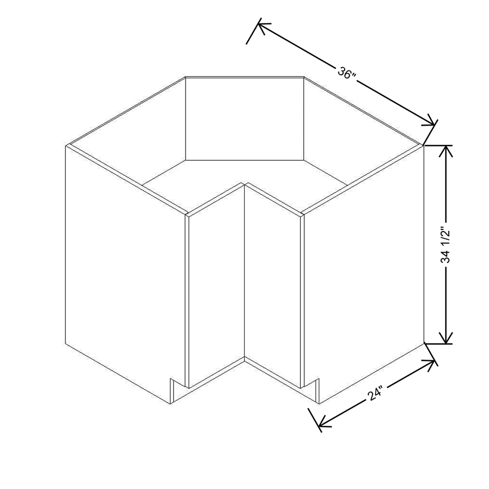 Modernform Cabinet Matte White 36" W X 34 1/2" H X 24" D Base Diagonal Corner w/Lazy Susan Cabinet