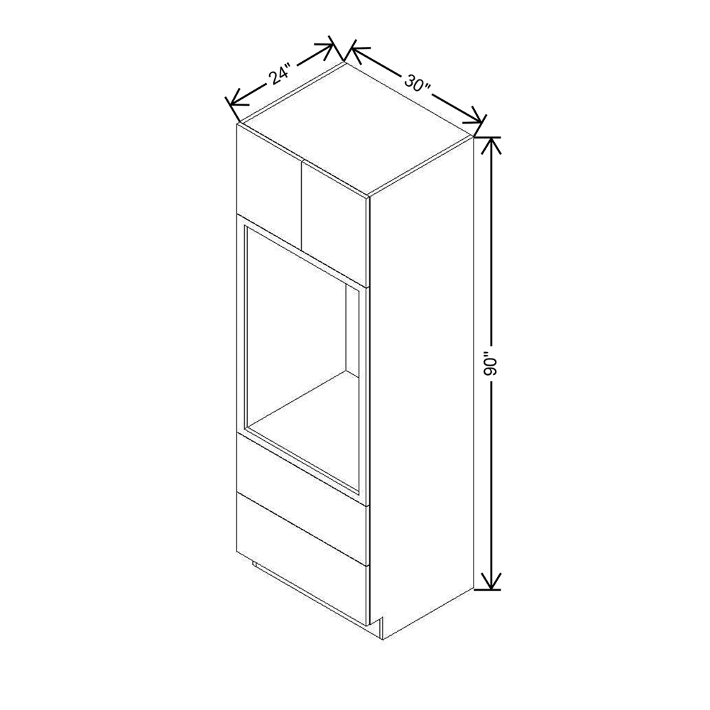 Modernform Cabinet Matte White 30" W X 90" H X 24" D Tall Oven/Microwave Cabinet
