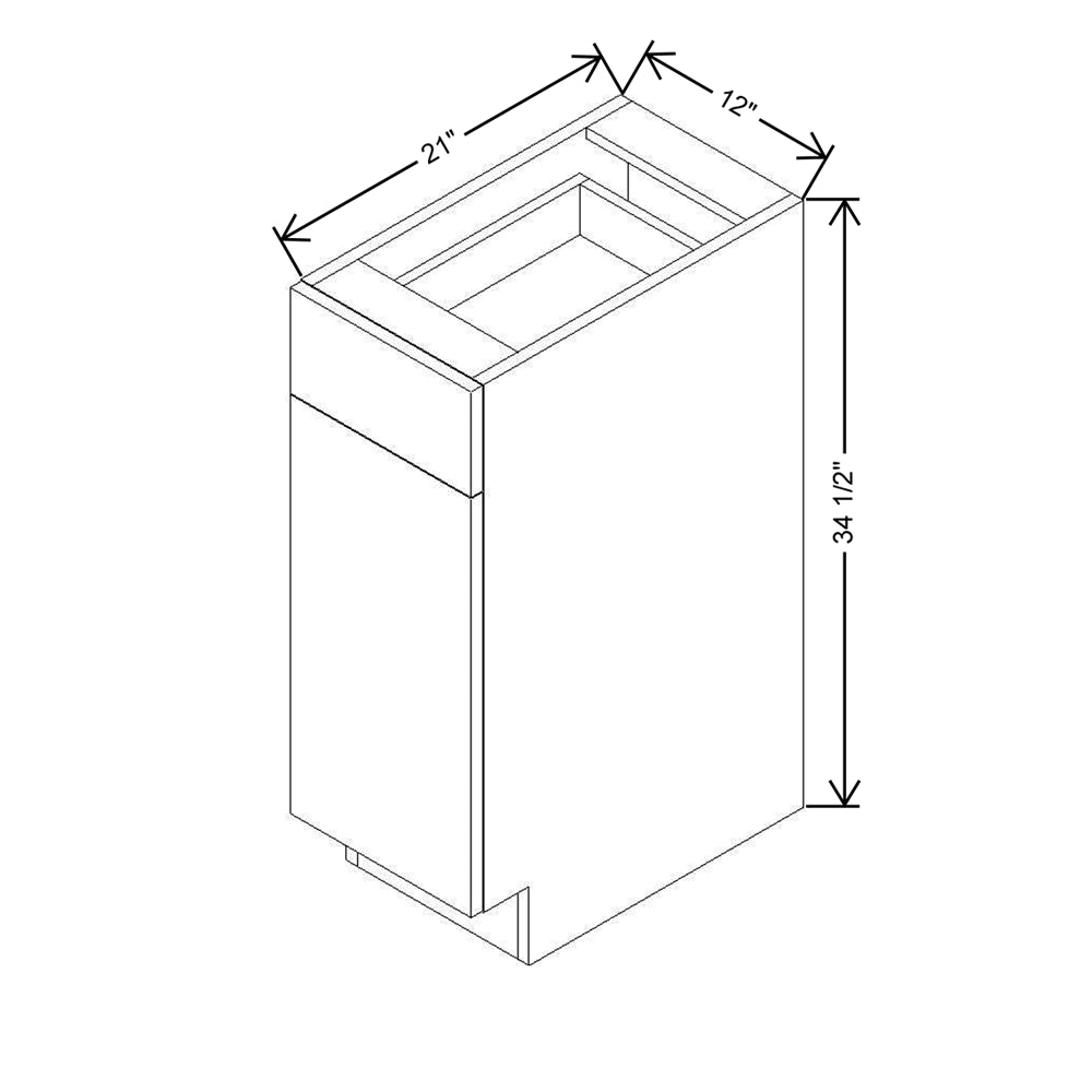 Modernform Cabinet Matte White 12" W X 34 1/2" H X 21" D Base 1 Door/1 Drawer
