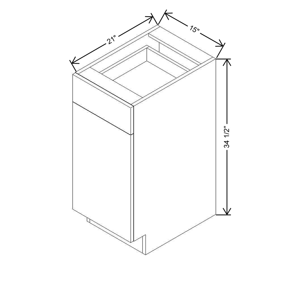 Modernform Cabinet Matte White 15" W X 34 1/2" H X 21" D Base 1 Door/1 Drawer