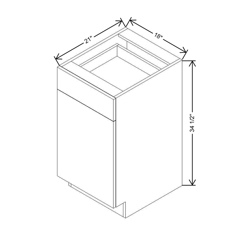 Modernform Cabinet Matte White 18" W X 34 1/2" H X 21" D Base 1 Door/1 Drawer