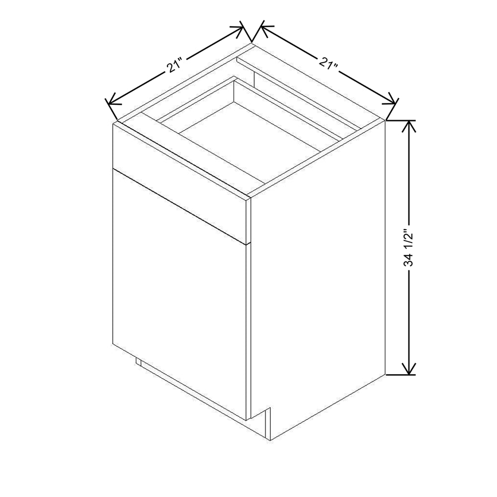 Modernform Cabinet Matte White 21" W X 34 1/2" H X 21" D Base 1 Door/1 Drawer