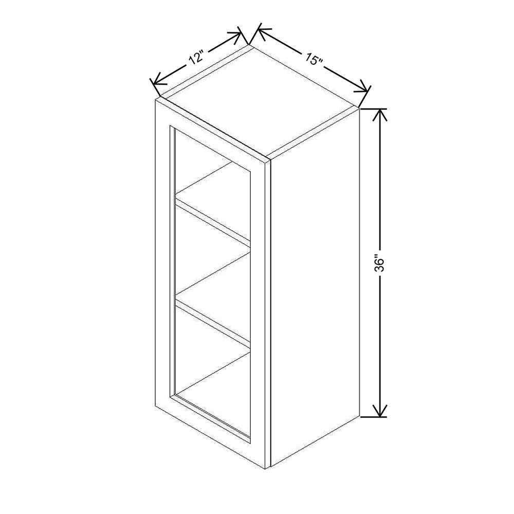 Modernform Cabinet Matte White 15" W X 36" H X 12" D Single Glass Door Wall Cabinet