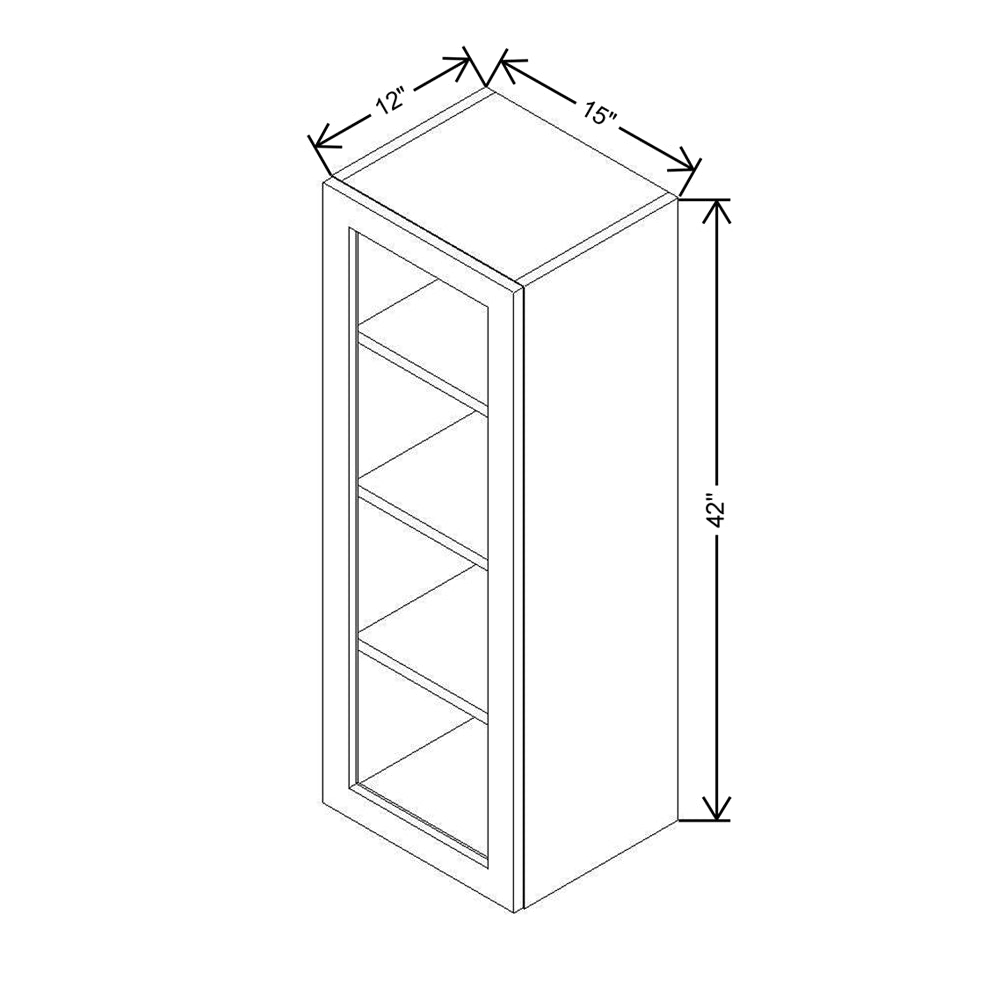 Modernform Cabinet Matte White 15" W X 42" H X 12" D Single Glass Door Wall Cabinet