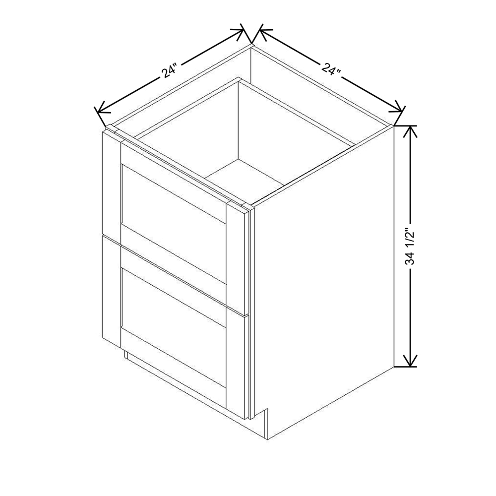 Modernform Cabinet White Shaker 24" W X 34 1/2" H X 24" D  2 Drawer Base Cabinet