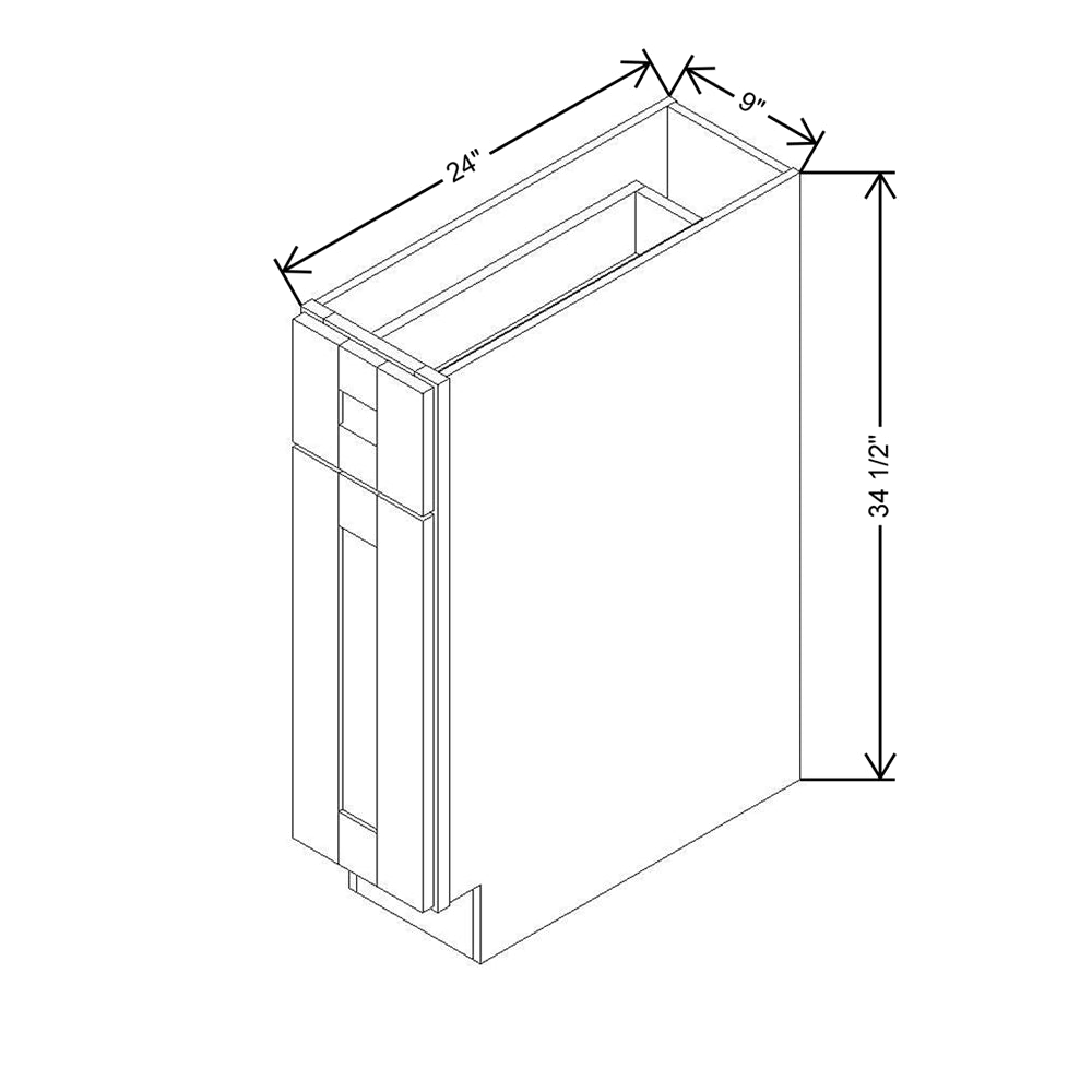 Modernform Cabinet Onyx Black Shaker 09" W X 34 1/2" H X 24" D Single Door Base Cabinet
