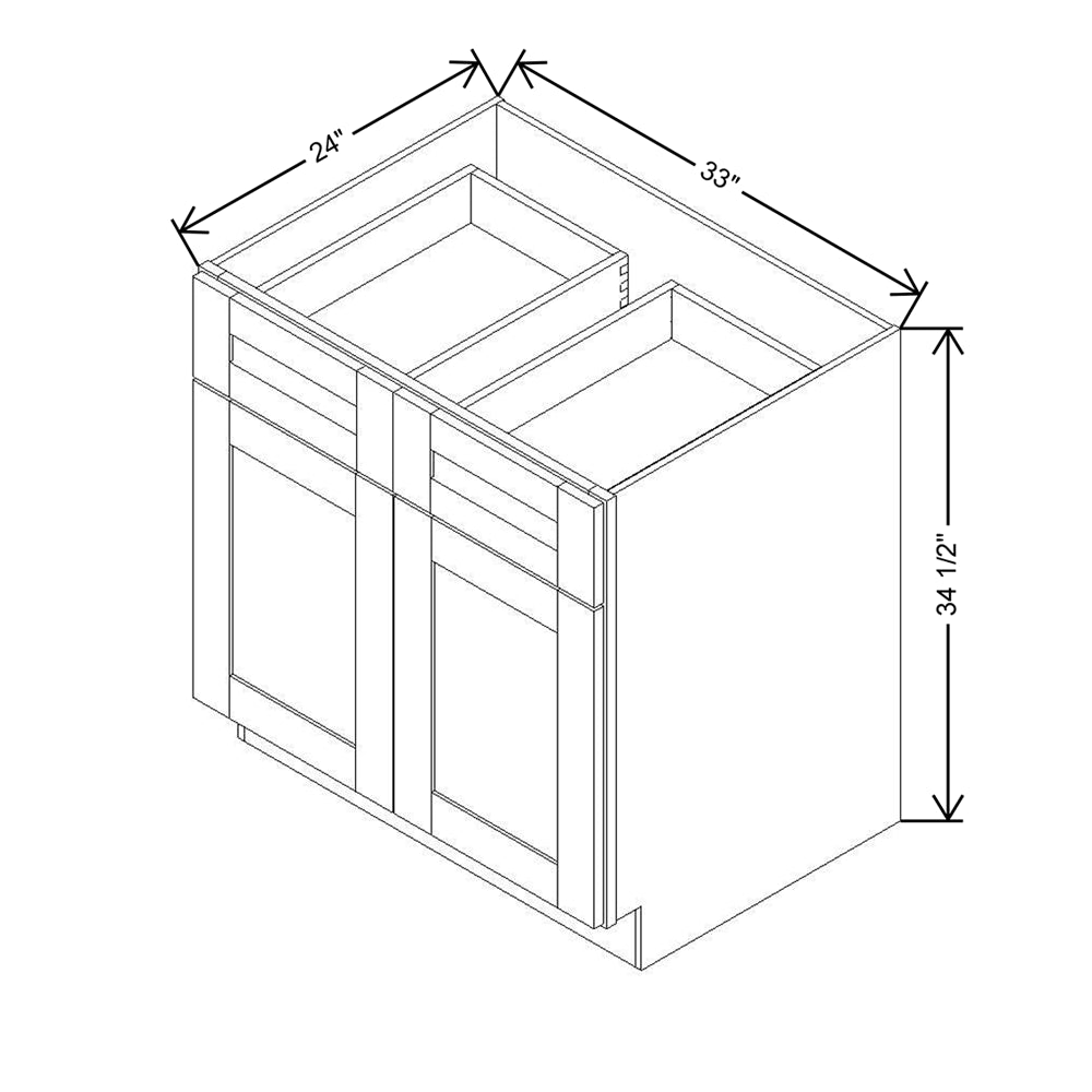 Modernform Cabinet White Shaker 33" W X 34 1/2" H X 24" D Double Door Base Cabinet