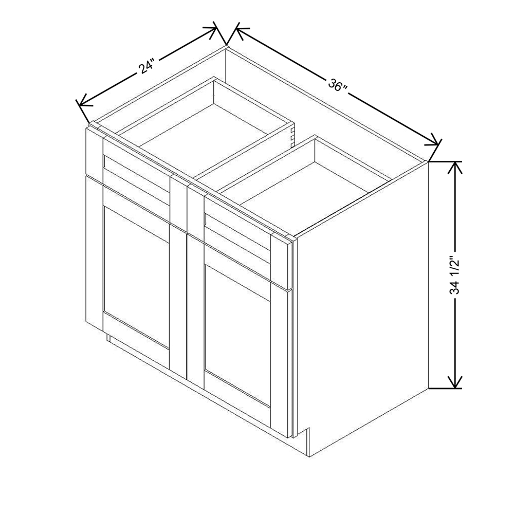 Modernform Cabinet White Shaker 36" W X 34 1/2" H X 24" D Double Door Base Cabinet