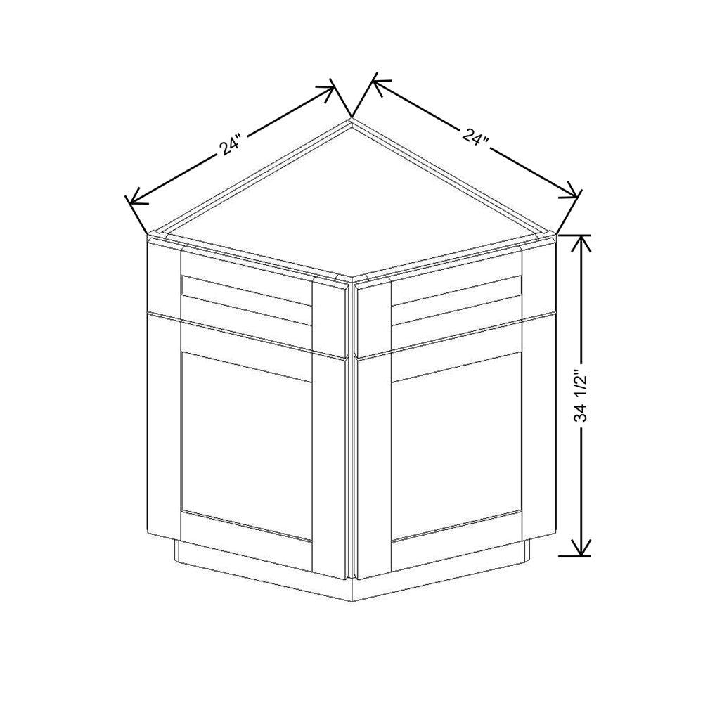 Modernform Cabinet White Shaker 24" W X 34 1/2" H X 24" D Base End Corner Cabinet
