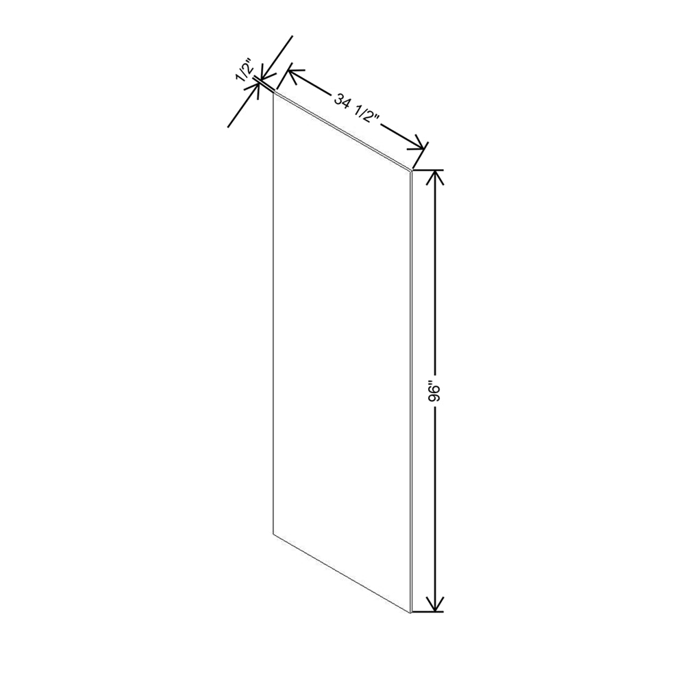 Modernform Cabinet White Shaker 1/2" W X 34 1/2" H X 96" D Tall Back Panels