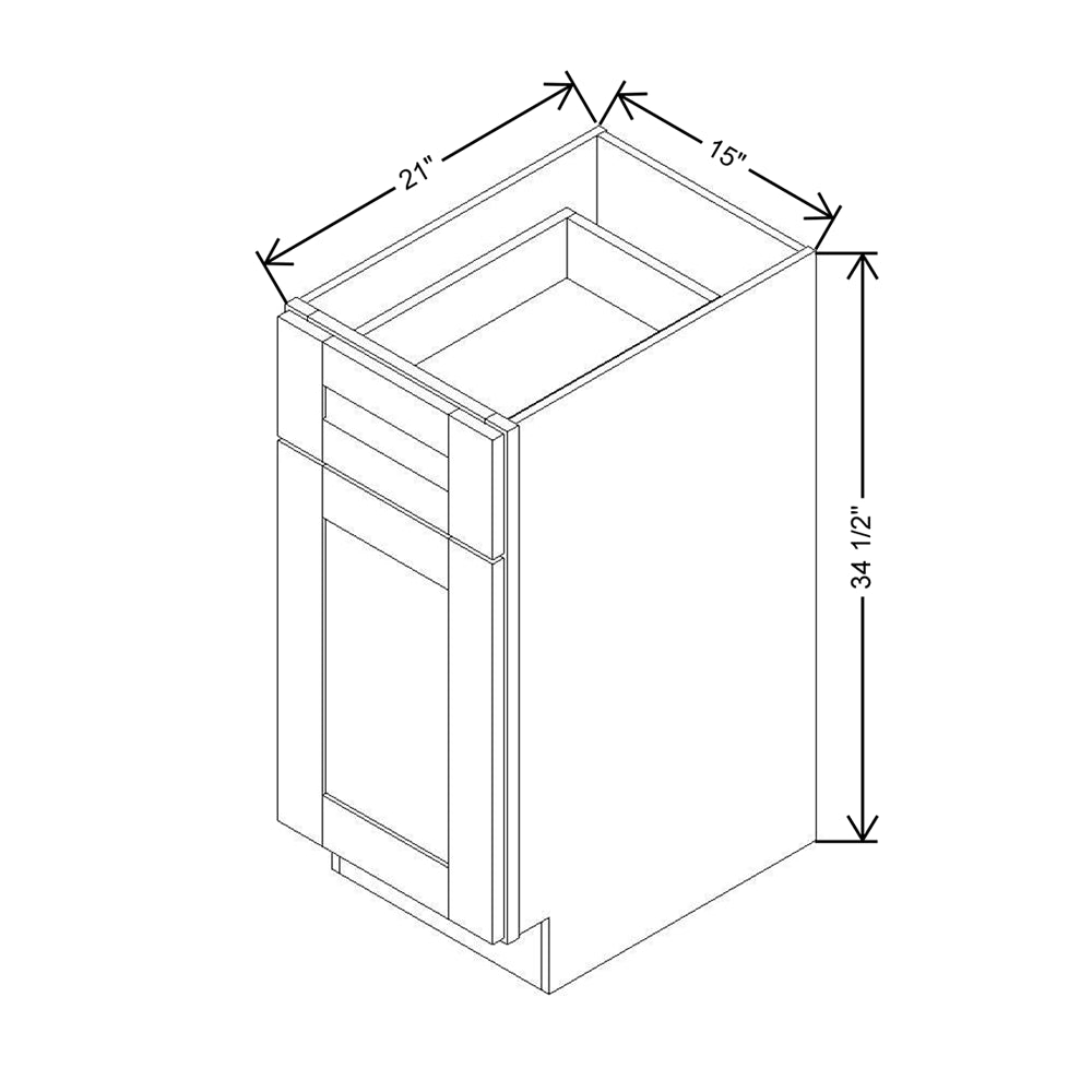 Modernform Cabinet Natural Shaker 15" W X 34 1/2" H X 21" D Base 1 Door/1 Drawer