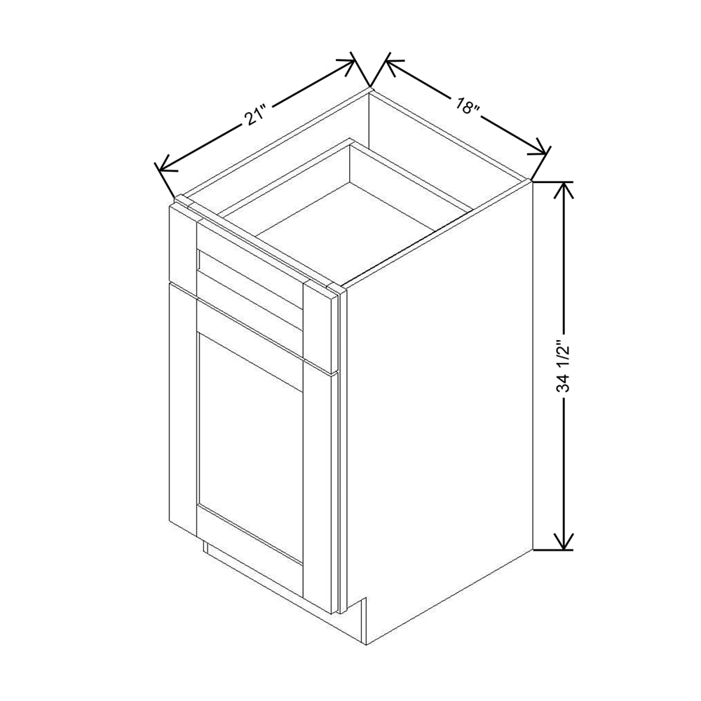 Modernform Cabinet Natural Shaker 18" W X 34 1/2" H X 21" D Base 1 Door/1 Drawer