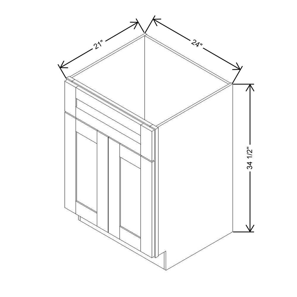 Modernform Cabinet Natural Shaker 24" W X 34 1/2" H X 21" D Sink Base 2 Doors/1 False Front