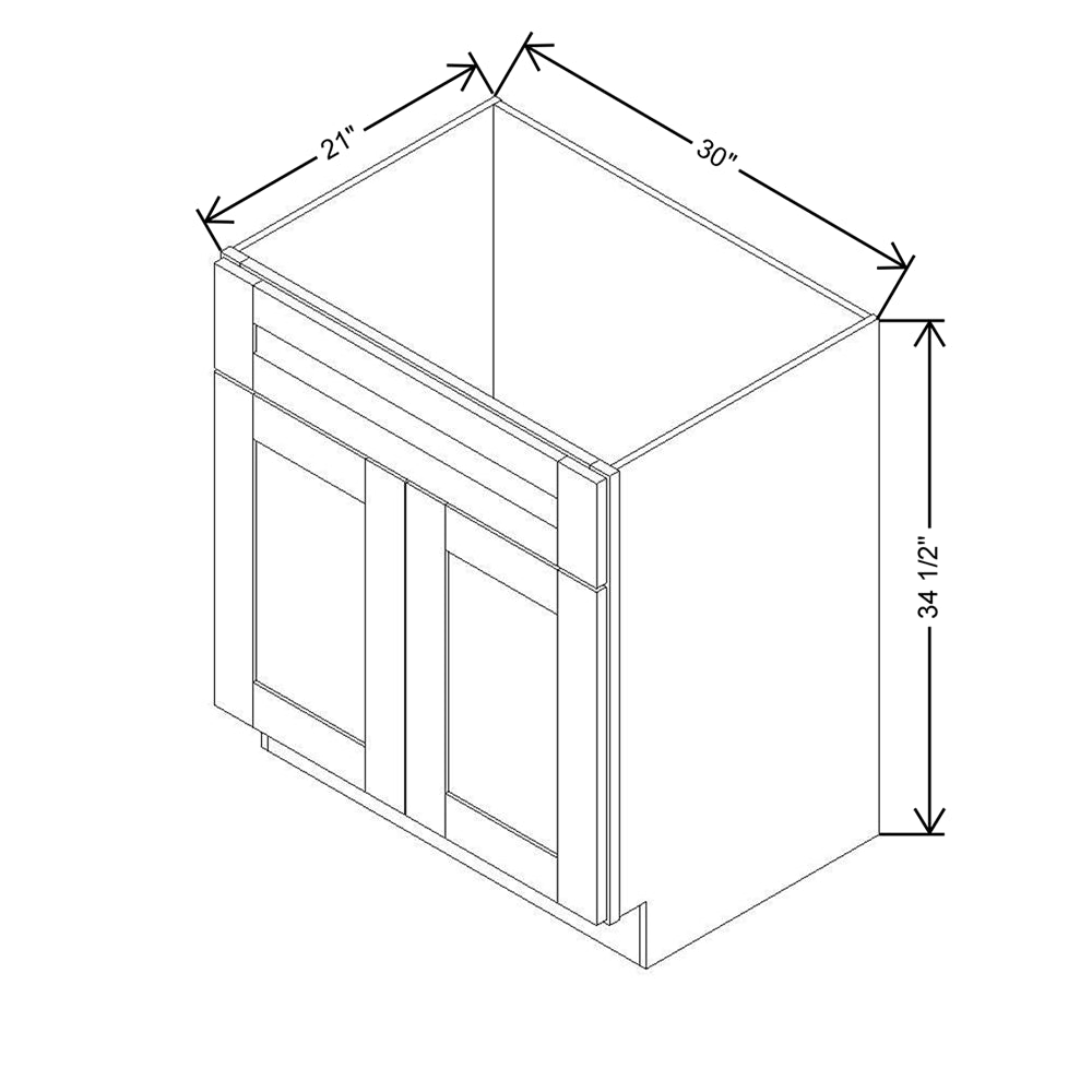 Modernform Cabinet Espresso Shaker 30" W X 34 1/2" H X 21" D Sink Base 2 Doors/1 False Front