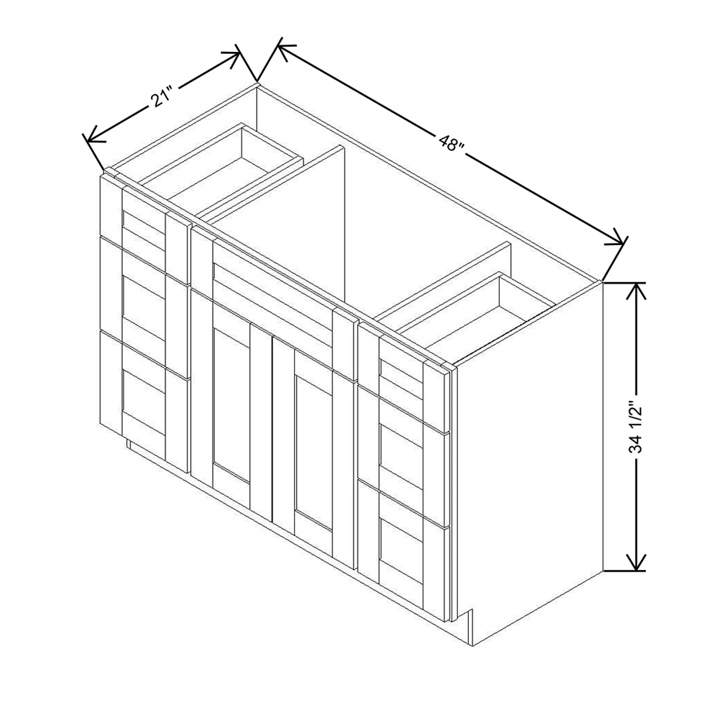 Modernform Cabinet Espresso Shaker 48" W X 34 1/2" H X 21" D Combo Cabinet 2 Doors/6 Drawers/1 False Front