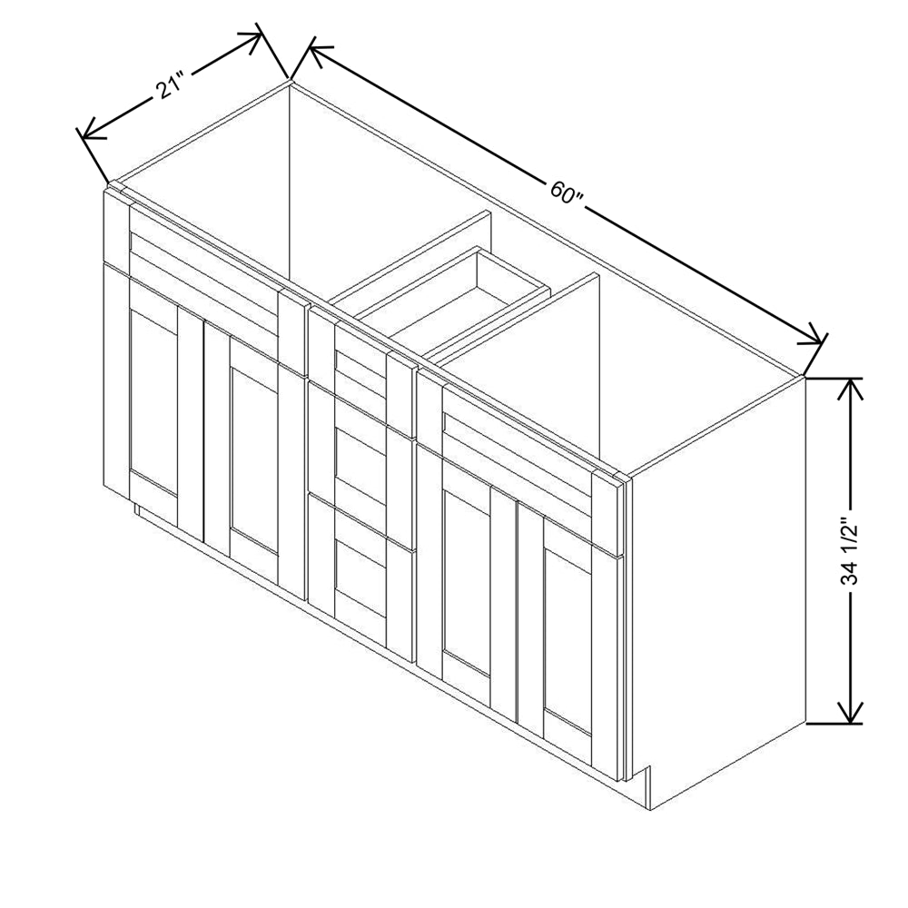Modernform Cabinet Espresso Shaker 60" W X 34 1/2" H X 21" D Combo Cabinet 2 Doors/3 Drawers/2 False Front