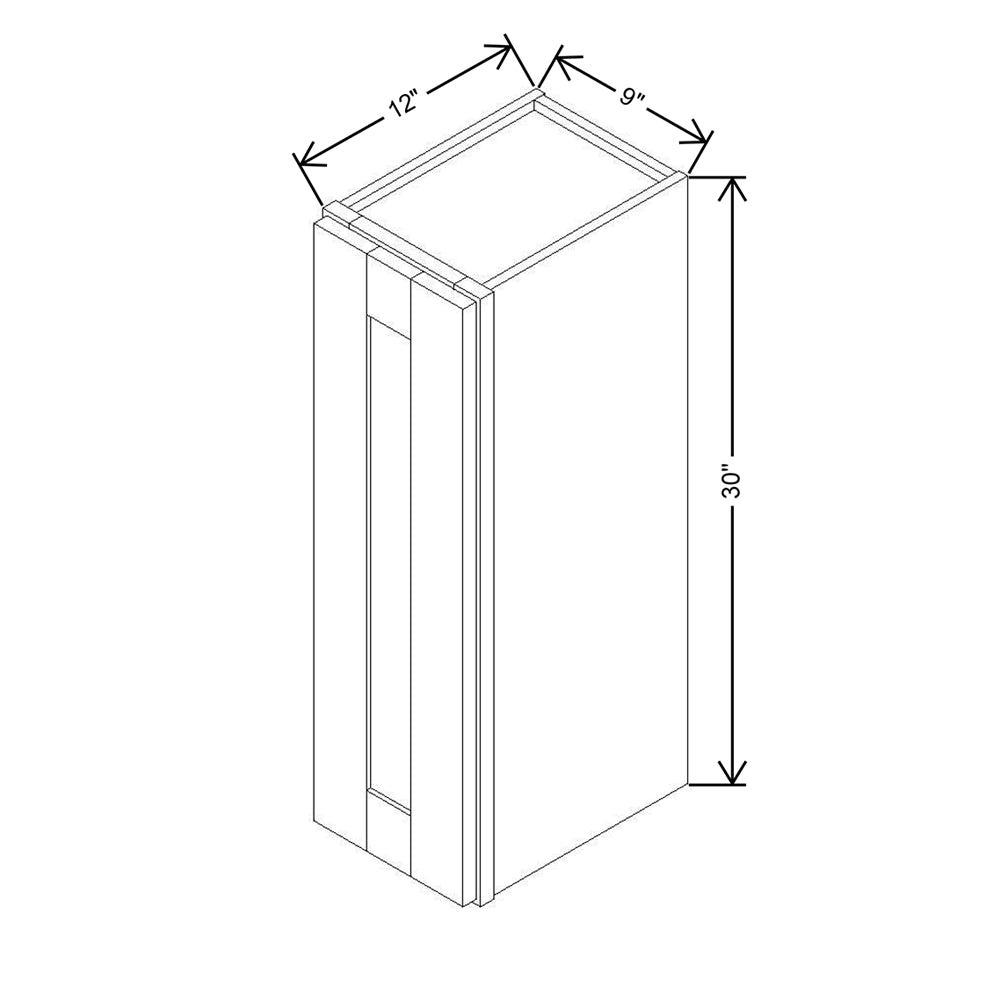 Modernform Cabinet Onyx Black Shaker 09" W X 30" H X 12" D  Single Door Wall Cabinet