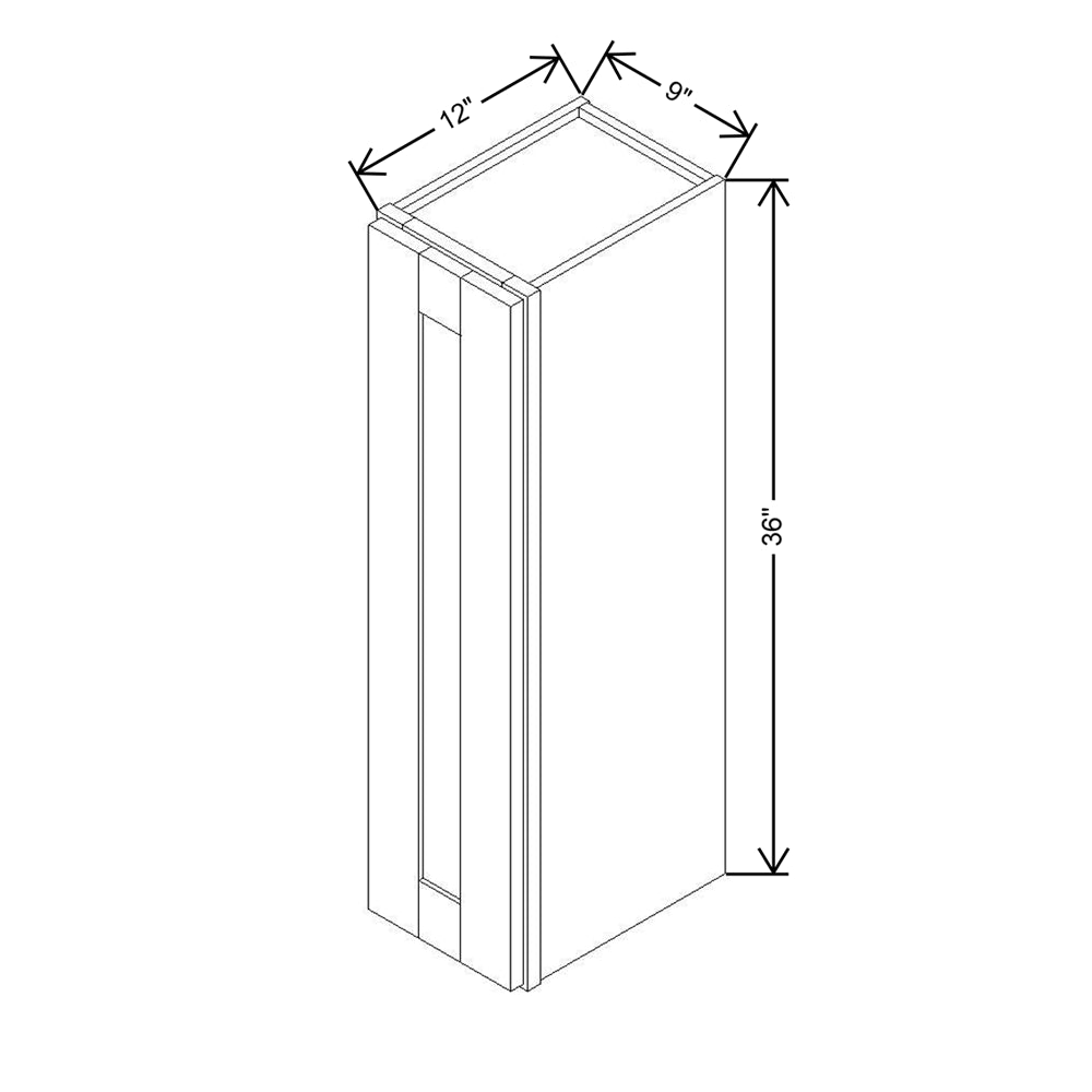 Modernform Cabinet Onyx Black Shaker 09" W X 36" H X 12" D Single Door Wall Cabinet