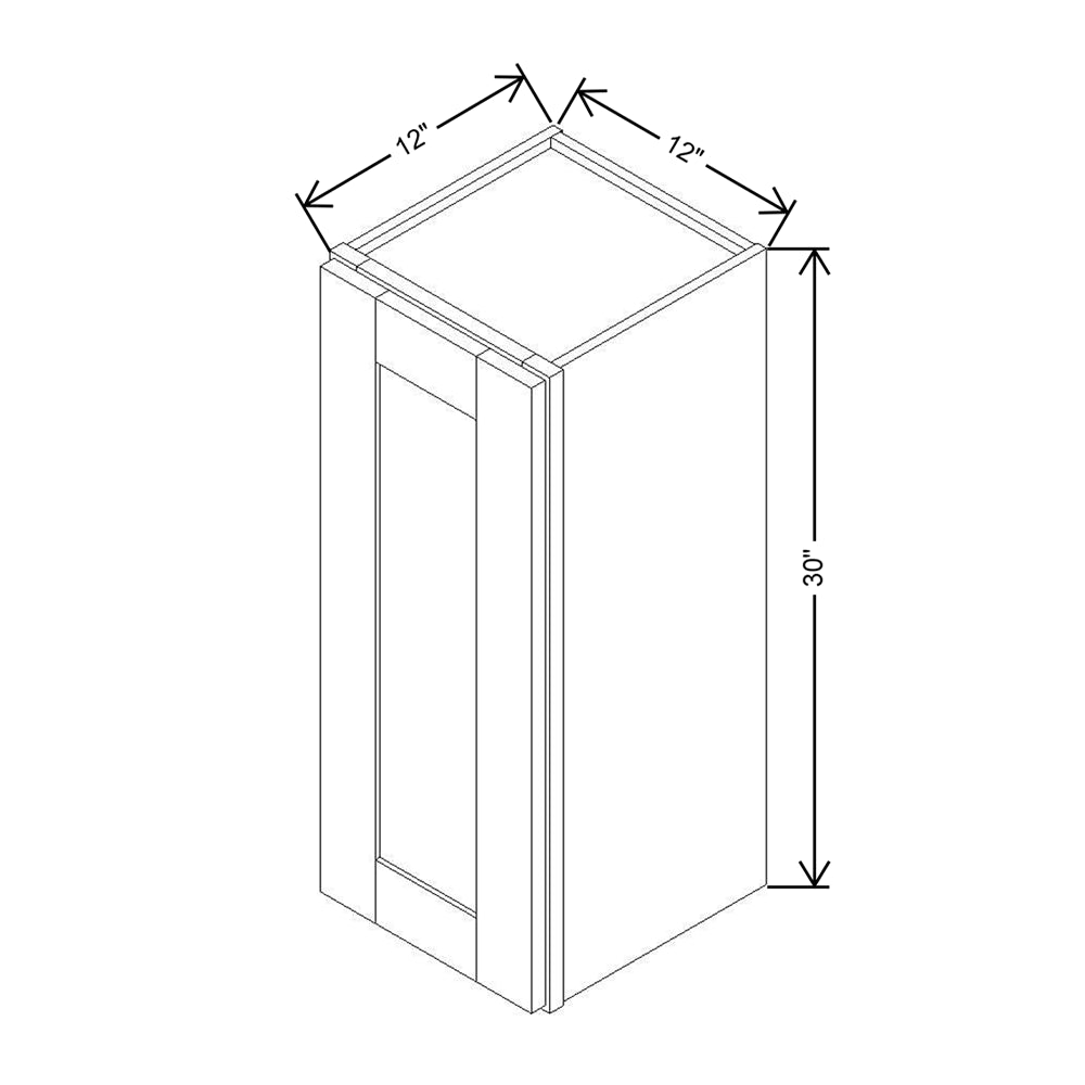 Modernform Cabinet Onyx Black Shaker 12" W X 30" H X 12" D  Single Door Wall Cabinet