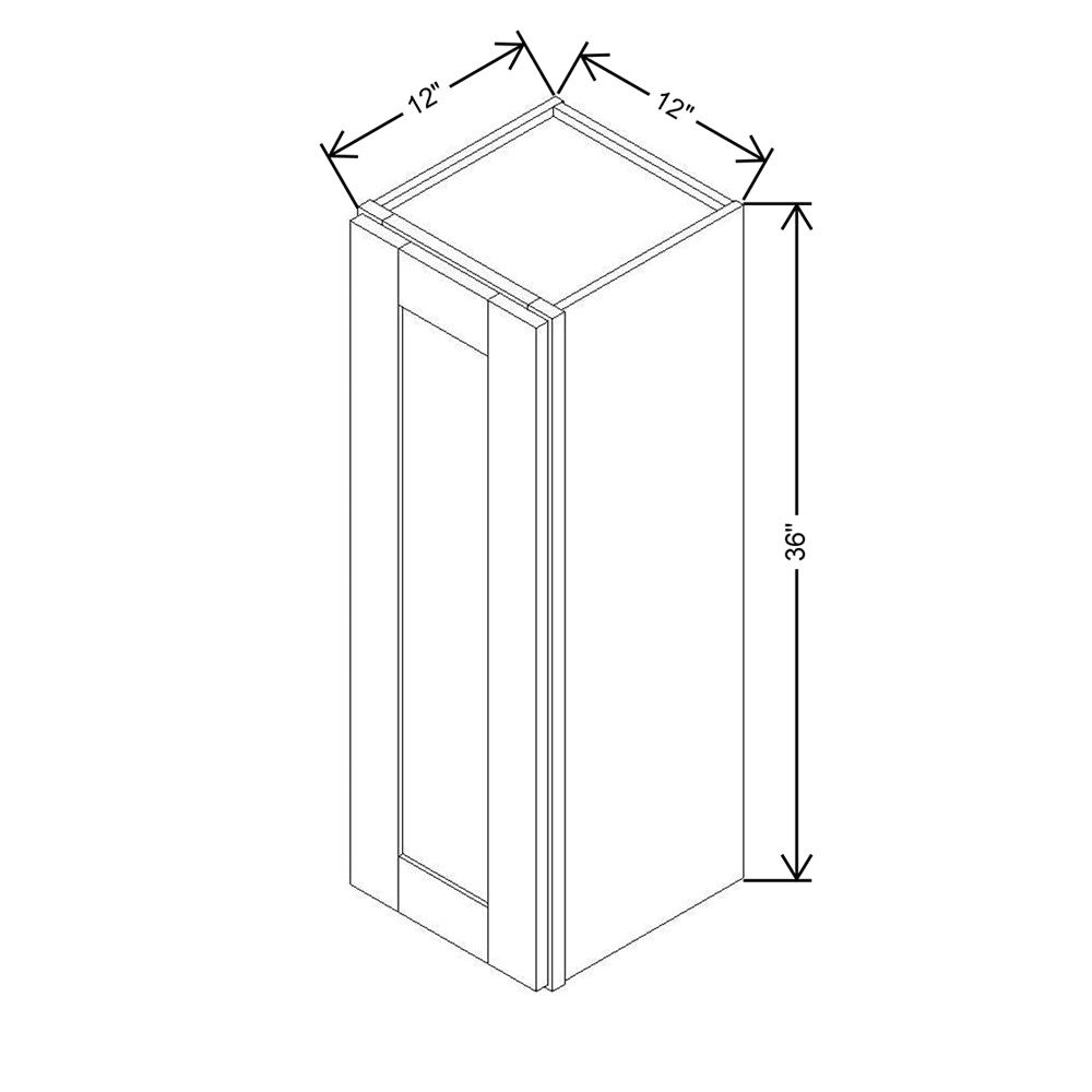 Modernform Cabinet Onyx Black Shaker 12" W X 36" H X 12" D Single Door Wall Cabinet