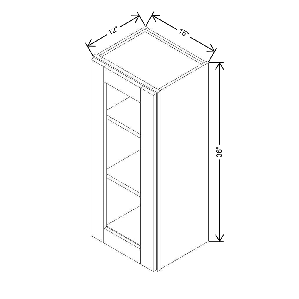 Modernform Cabinet Espresso Shaker 15" W X 36" H X 12" D Single Glass Door Wall Cabinet